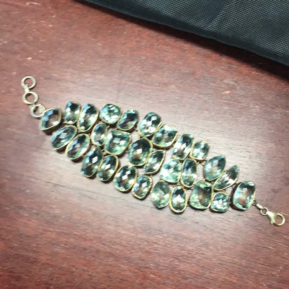 Green faceted amethyst bracelet